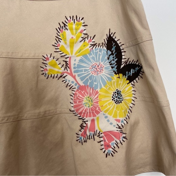 Beautiful Miss B cotton dress nude tan floral appliqué size 12 A-line granola - Picture 3 of 9